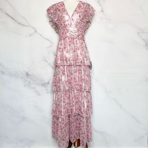 Saylor Dresses Saylor Stefania Metallic Floral Tiered Maxi Dress